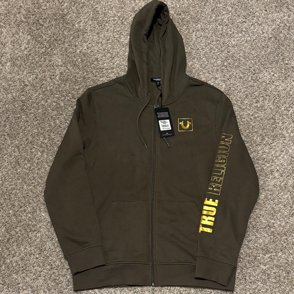 Nwt True Religion True Block Zip Hoodie In Kalamata Large